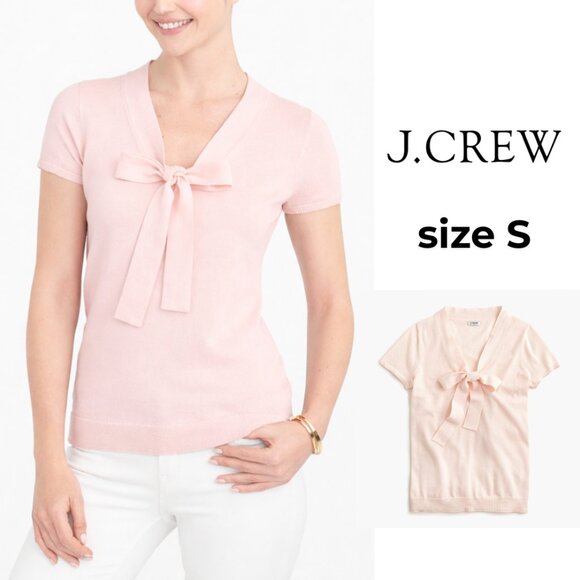 J. Crew Tops - NWT J Crew Light Pink V-Neck Blouse with Tie Detail